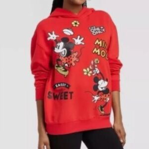Disney 100 Retro Reimagined Womens Minnie Mouse Hoodie M Red Sweatshirt